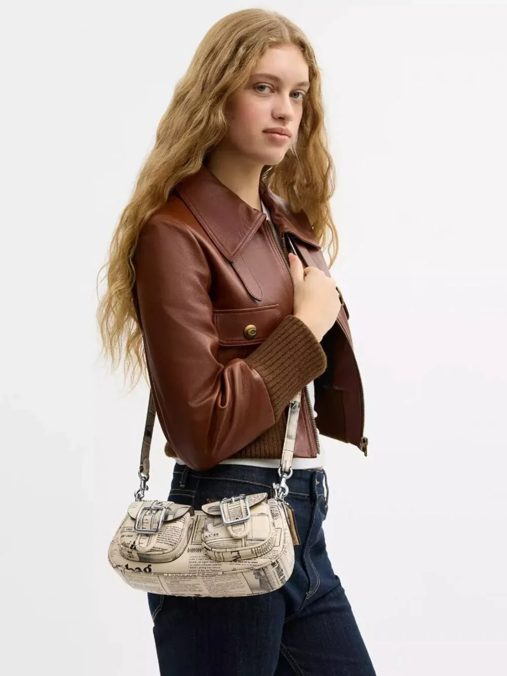 Coach CDC12 Ashton Shoulder Bag With Newspaper Print in Pebbled Leather *SEALED* - Picture 2 of 14